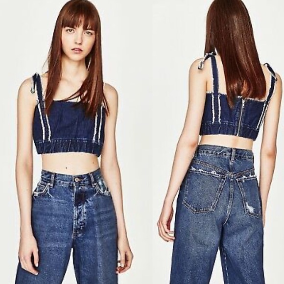 Zara Tops - Zara TRF x IX’D Makers Denim Summer Crop Top